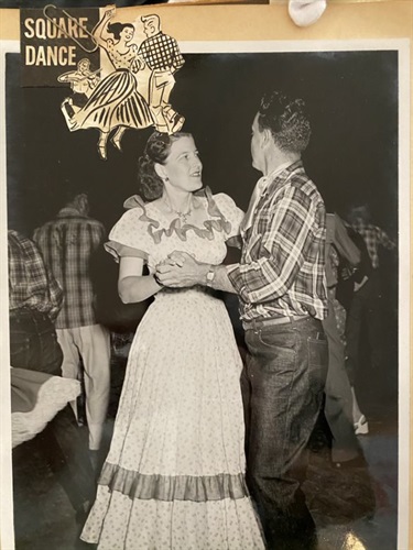 A couple square dancing